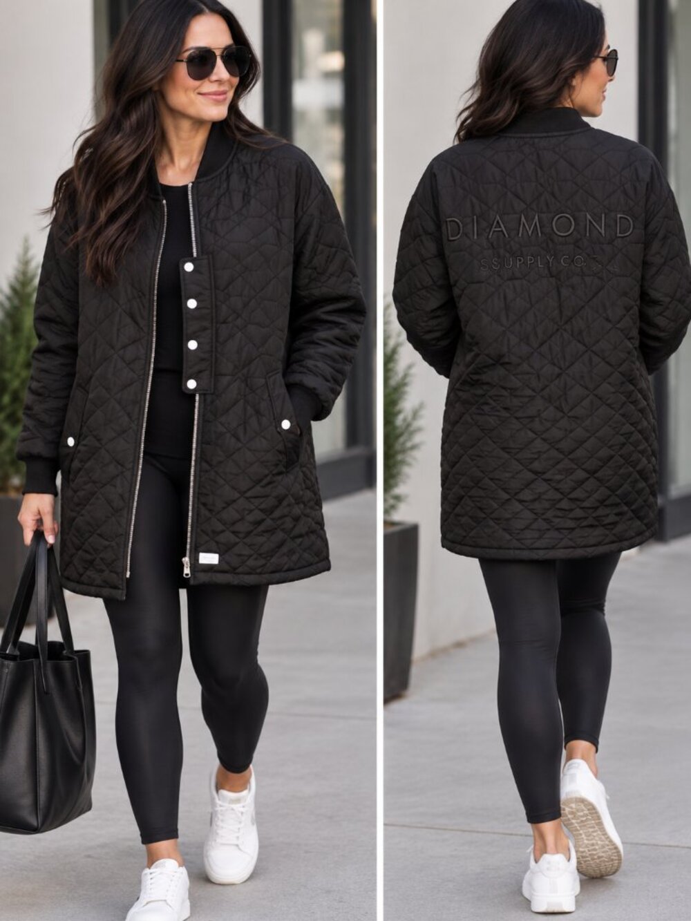 Diamond Supply Co Quilted Bomber Jacket Black Size M